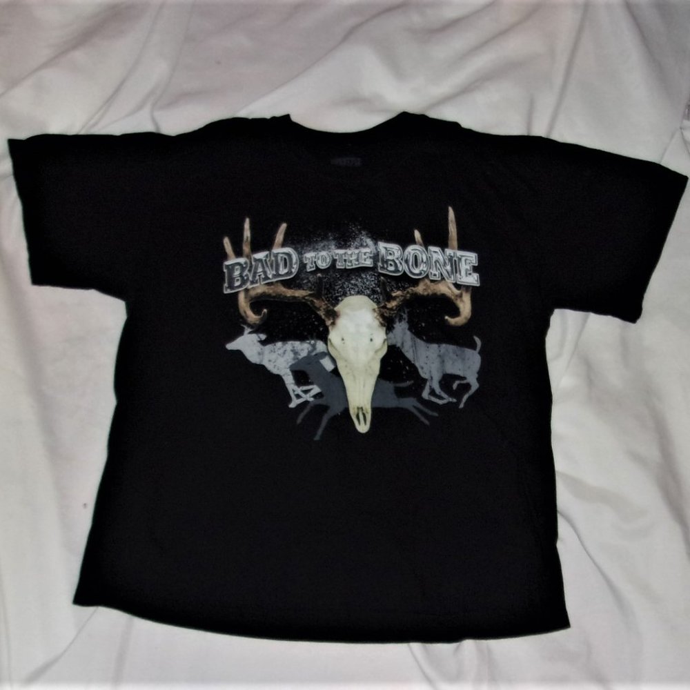 🌟 deer skull size large mens tee shirt graphic top black  hunting t